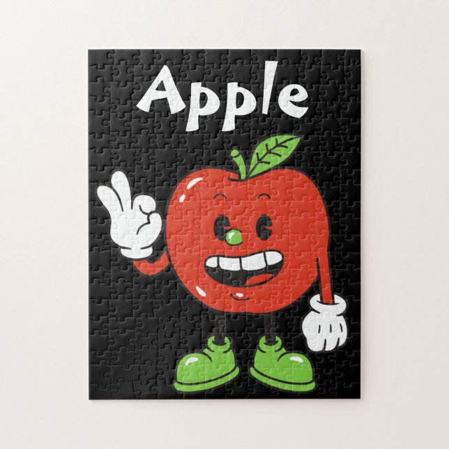Kids ABC Alphabet Apple Black Puzzle (Vertical)