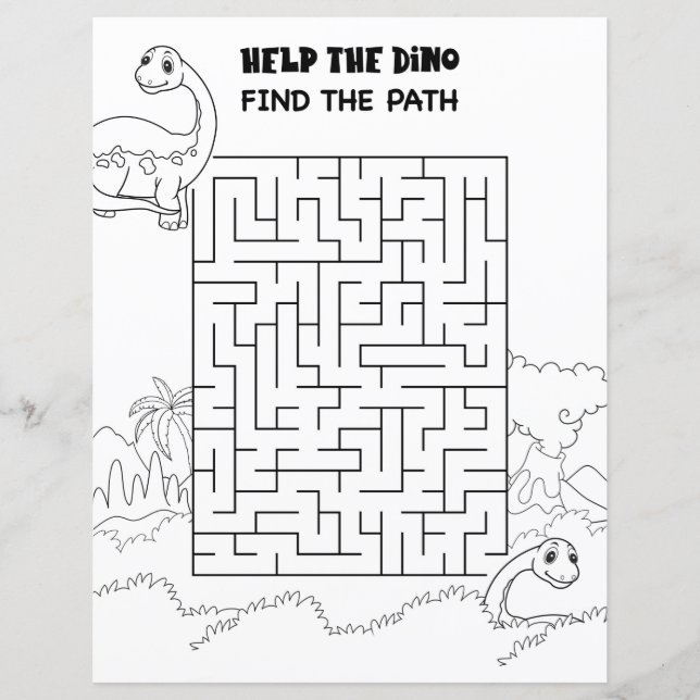 Kids Activity Long Neck Dinosaur Maze Fun Puzzle (Front)