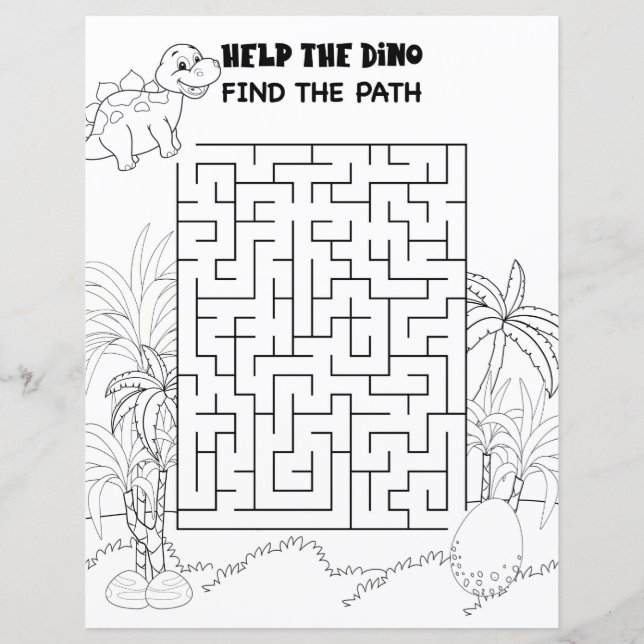 Kids Activity Stegosaurus Dinosaur Maze Fun Puzzle (Front)