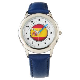 Kid's Adjustable Spain Flag Blue Number Watch