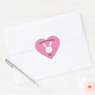 Kids Adorable Bunny Rabbit Easter Pink Hearts Heart Sticker