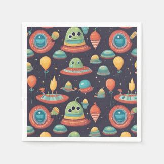 Kids alien birthday party napkins