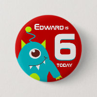 Kids alien name age button badge