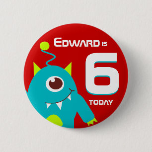 Kids alien name age button badge