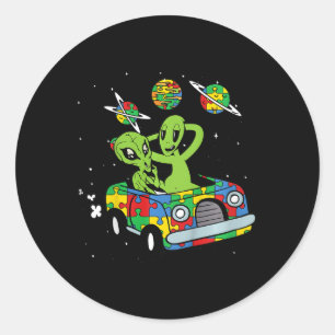 Kids Alien Space Autism Awareness Boys Girls Toddl Classic Round Sticker