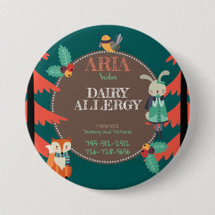Kids Allergen Cute Woodland Winter Animal 3 Inch Round Button