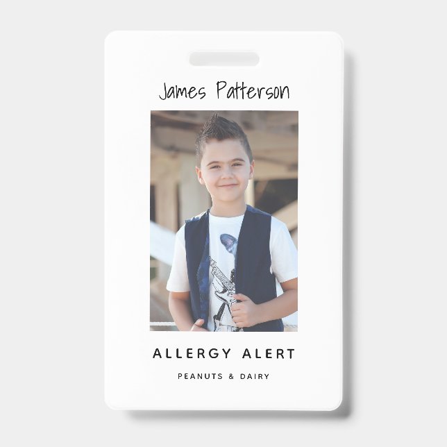 Kids Allergy Alert ICOE Custom Photo Warning Badge (Front)