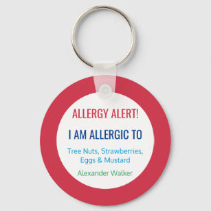 Kids Allergy Alert Personalized Allergic To Keychain