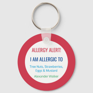 Kids Allergy Alert Personalized Allergic To Keychain