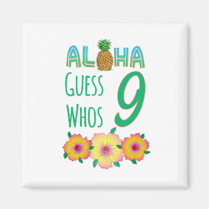 Kids Aloha Tropical Luau 9 Years Old Birthday Magnet