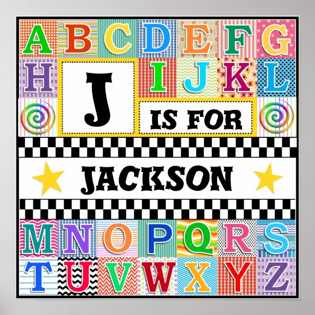 Kids Alphabet Art 16x16 Personalized Poster (Front)