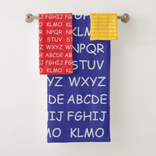 Kids Alphabet Blue Red Yellow  Bath Towel Set