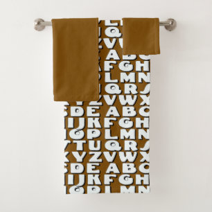  Kids Alphabet Brown       Bath Towel Set