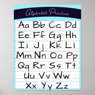 Kids Alphabet Writing Practice Home School Poster