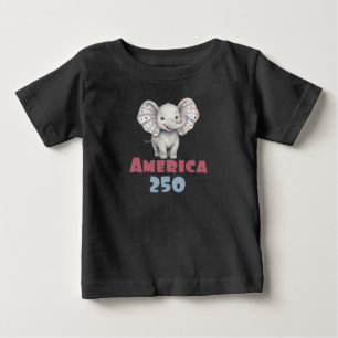 Kids America 250, Patriotic Elephant Baby T-Shirt