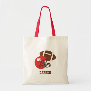 Kids American Football and Red Helmet Personalized Tote Bag