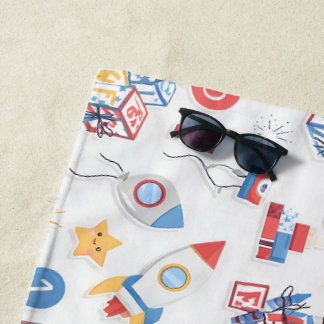 Kids Americana 4th of July Educational Alphabet Nu Beach Towel