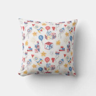 Kids Americana 4th of July Educational Alphabet Nu Throw Pillow