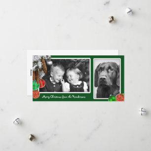 Kids and Dog Two Photo Christmas Card