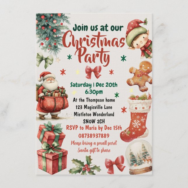Kids and Family Christmas party invitation (Front)