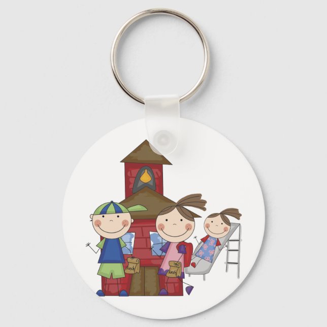 Kids and Schoolhouse T-shirts and Gifts Keychain (Front)