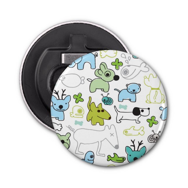 kids animal background pattern bottle opener (Front)