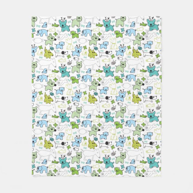 kids animal background pattern fleece blanket (Front)