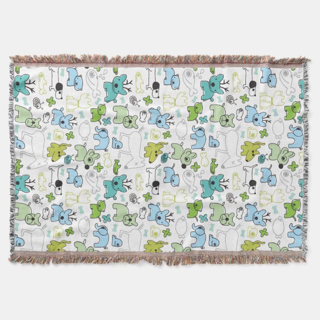 kids animal background pattern throw blanket (Front)