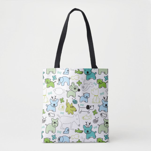 kids animal background pattern tote bag (Front)