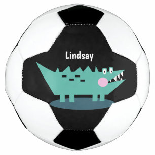 Kids Animal Crocodile Print Monogram Name Soccer Ball