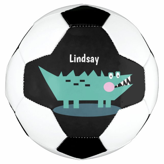 Kids Animal Crocodile  Print Monogram Name   Soccer Ball (Front)
