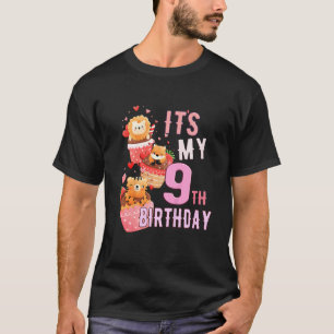 Kids Animal Cupcake Its My 9th Birthday  Girl 9 Ye T-Shirt