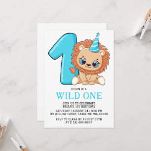 kids animal jungle wild one first birthday invitation