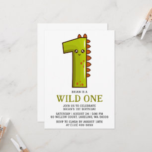 kids animal jungle wild one first birthday invitation