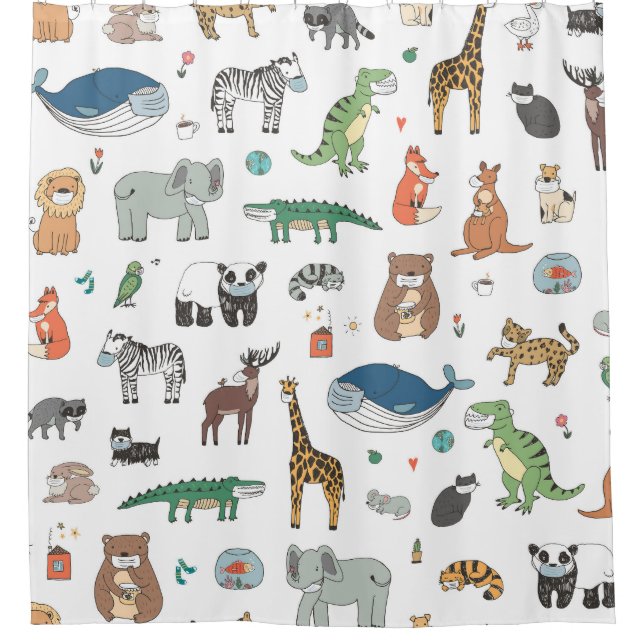 Kids' animal mask, virus pattern. (Front)