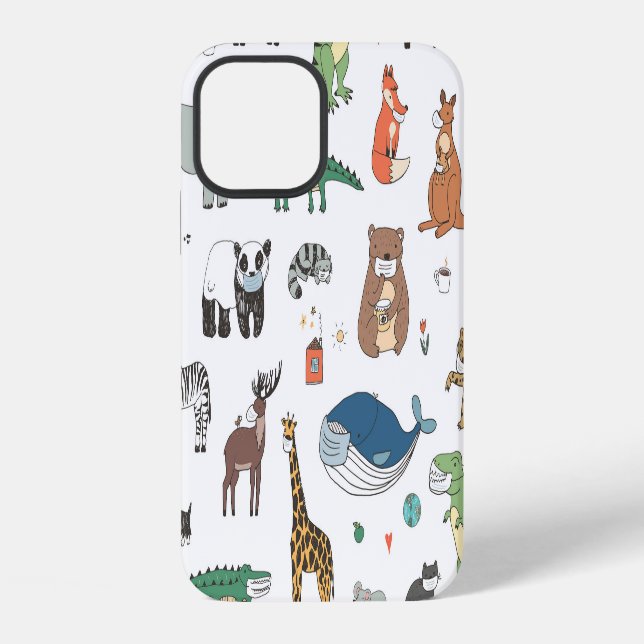 Kids' animal mask, virus pattern. iPhone case (Back)