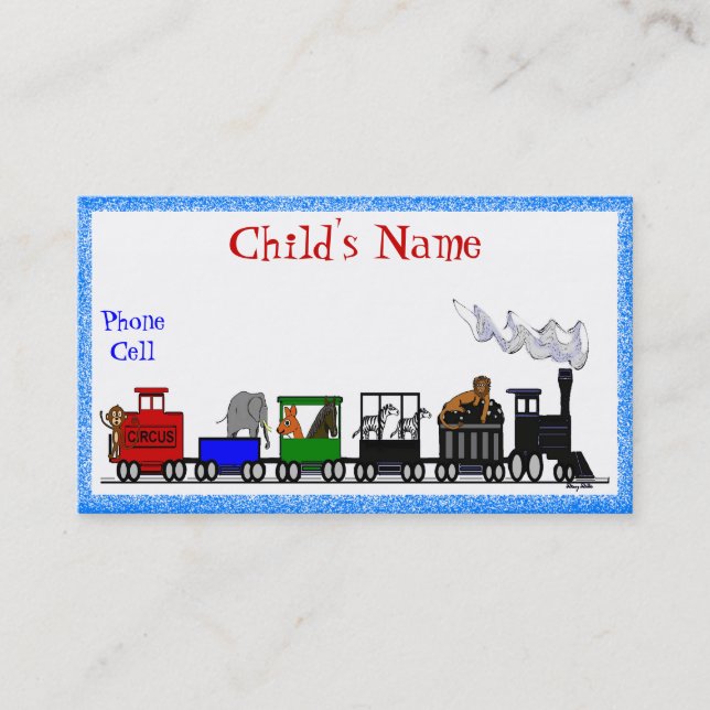Kid's Animal Train Calling Card (Front)