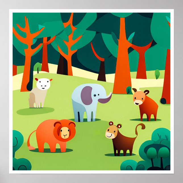 Kid's Animals Art Print (Front)