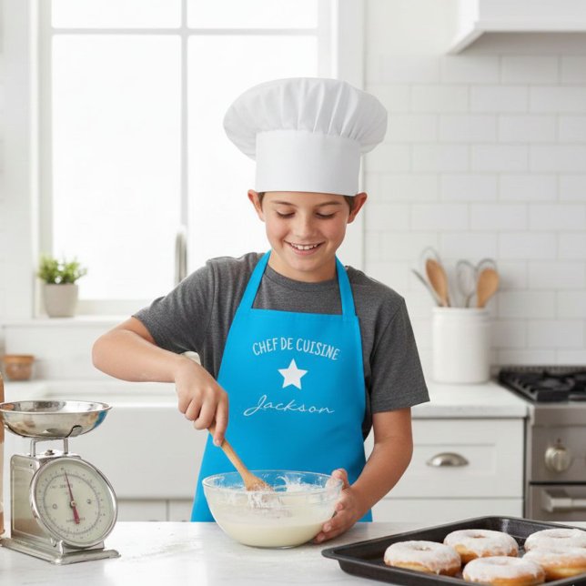 kids apron blue - baking apron for kids (Creator Uploaded)