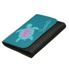 Kids aqua teal pink sea turtle add your name