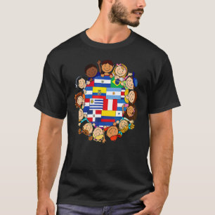 Kids Around Globe Hispanic Flags Heritage Month Bo T-Shirt