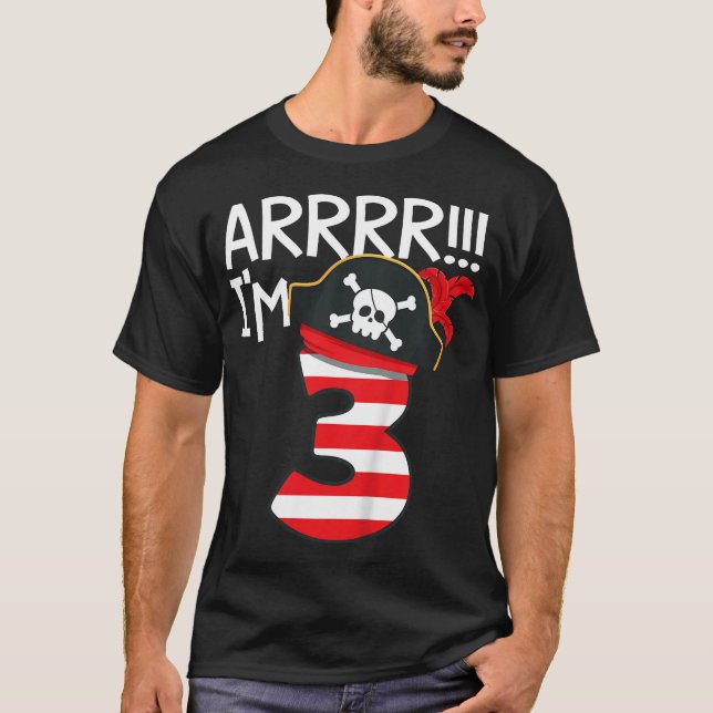 Kids Arrr I'M 3 Cool Pirate Theme 3Rd Birthday T-Shirt (Front)