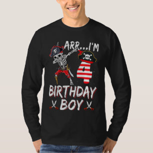Kids Arrr I'm 4 Birthday 4th Dabbing Skeleton Pira T-Shirt