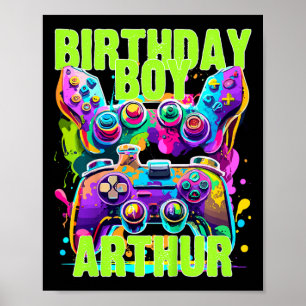 Kids Arthur Birthday Boy Video Game Birthday Gamer Poster