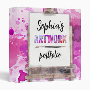 Kids Artwork Binder Home Organization Pink Splash