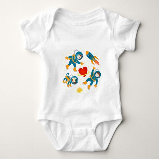 Kids astronauts love space travel baby bodysuit