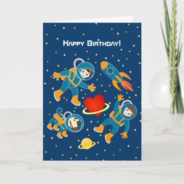 Kids Astronauts love space travel Card (Front)
