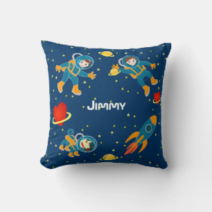Kids Astronauts love space travel Throw Pillow