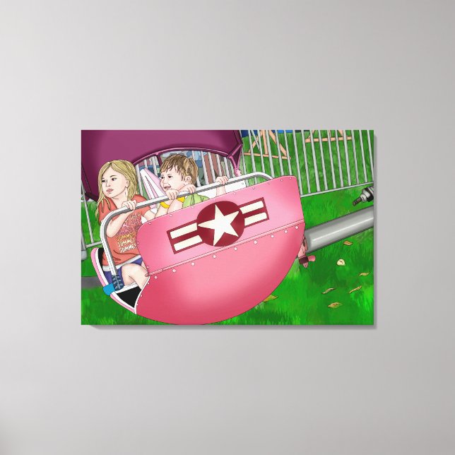 Kids at Carnival Whimsical Art Canvas Print (Front)