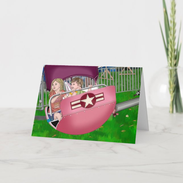 Kids at Carnival Whimsical Art Card (Front)
